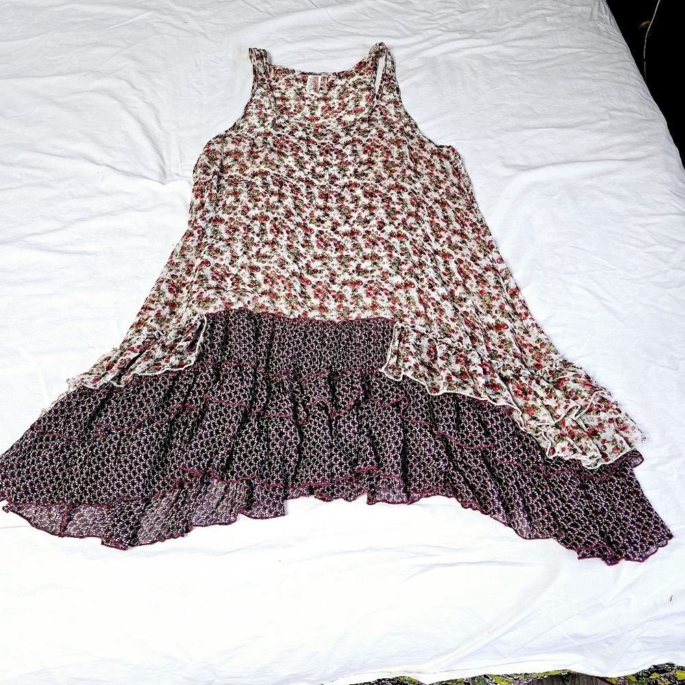 Boho Floral Layered Sleeveless Cowgirl Dress